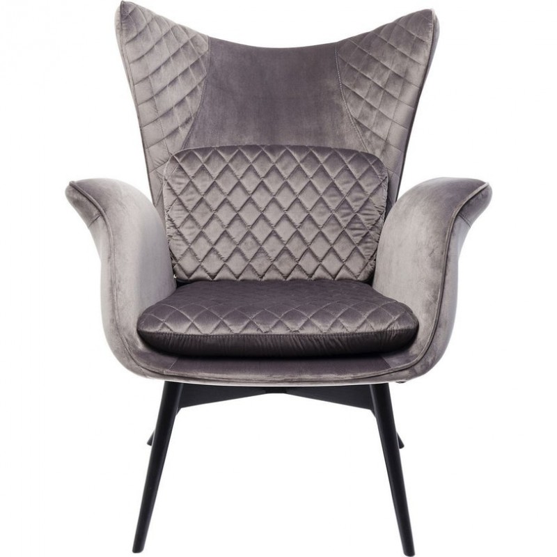 Armchair Tudor Velvet Silvergrey